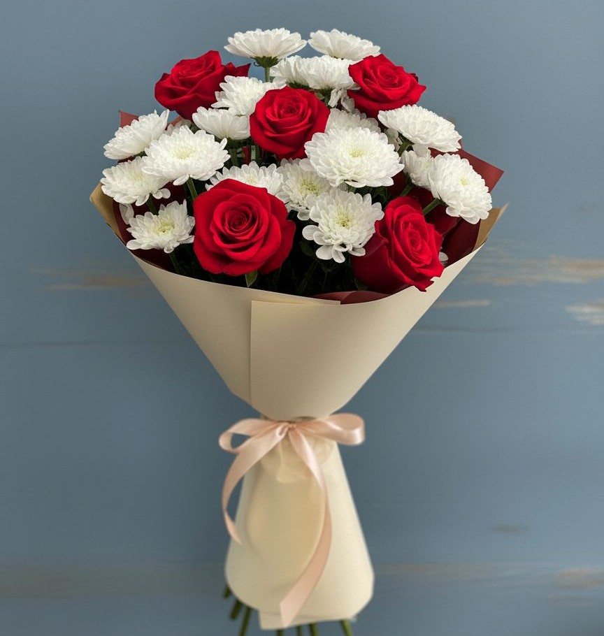 Букет цветов из: Розы и Хризантемы в Иноземка