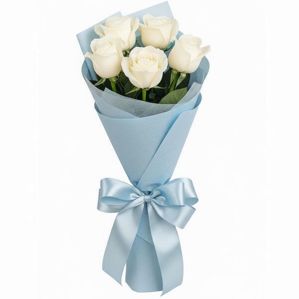 Букет 5 Белых роз Проуд в Иноземка