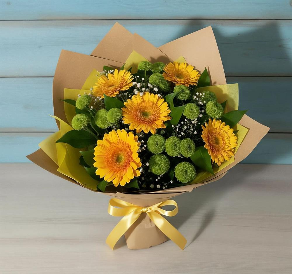 Букет цветов из: Герберы и Хризантемы в Иноземка
