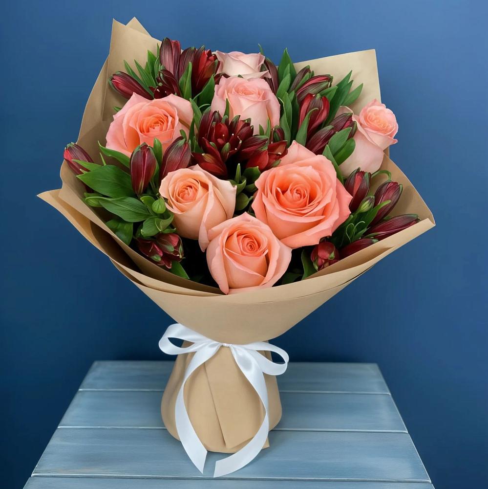 Букет цветов из: Розы и Альстромерии в Иноземка