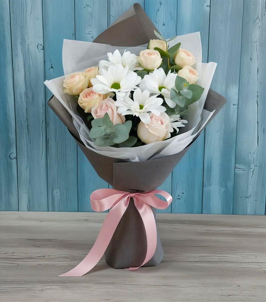 Букет цветов из: Хризантемы и Розы в Иноземка