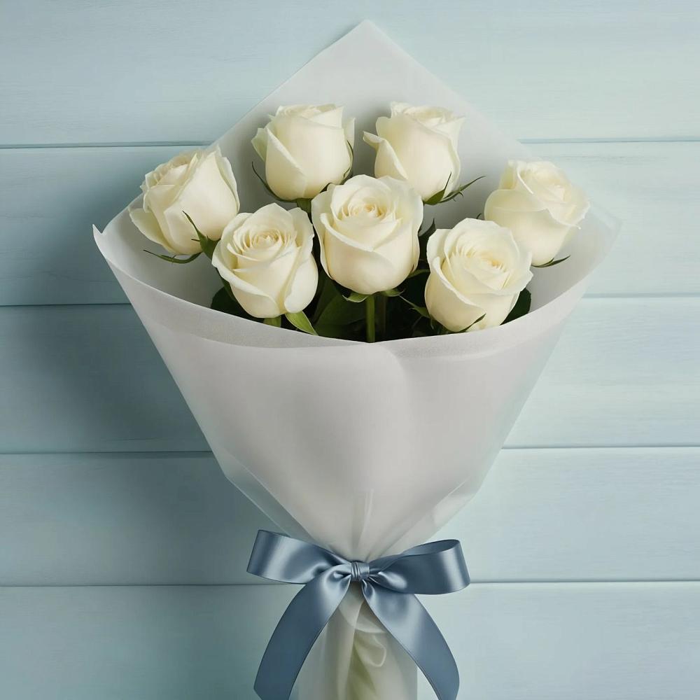 Букет 7 Белых роз Эдлесс Лав в Иноземка