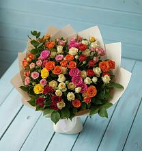 Букет Микс из разноцветных кустовых роз в Иноземка